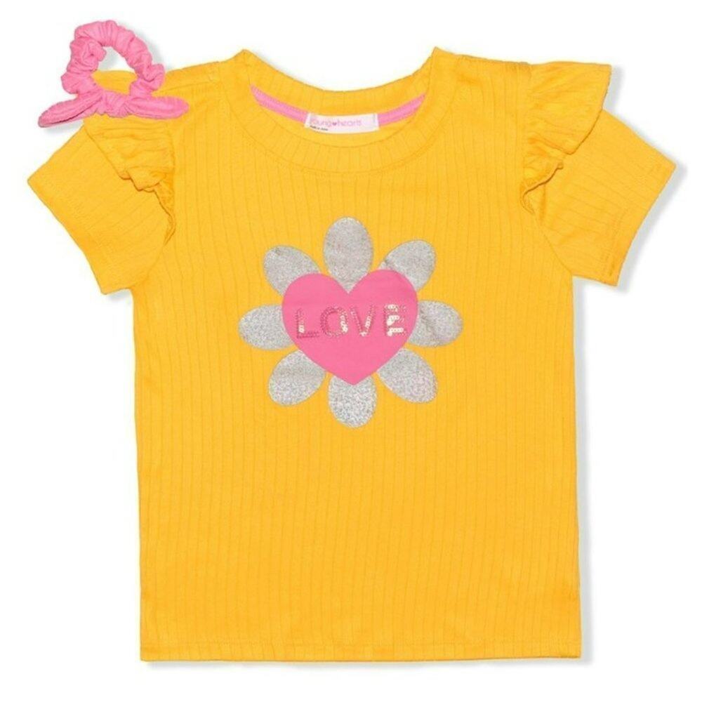 YELLOW & Pink "Love" Sequin Tee & Scrunchie
